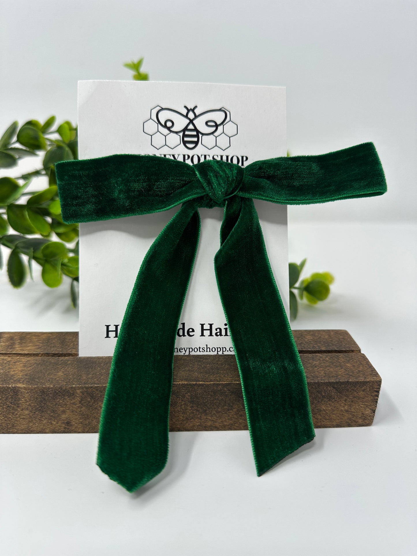 Green Velvet Hair Bow