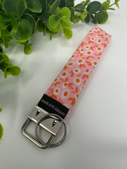 Pink Daisy Keychain Lanyard