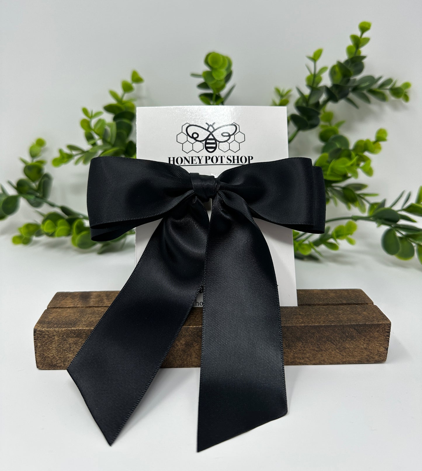 Black Satin Hair Bow