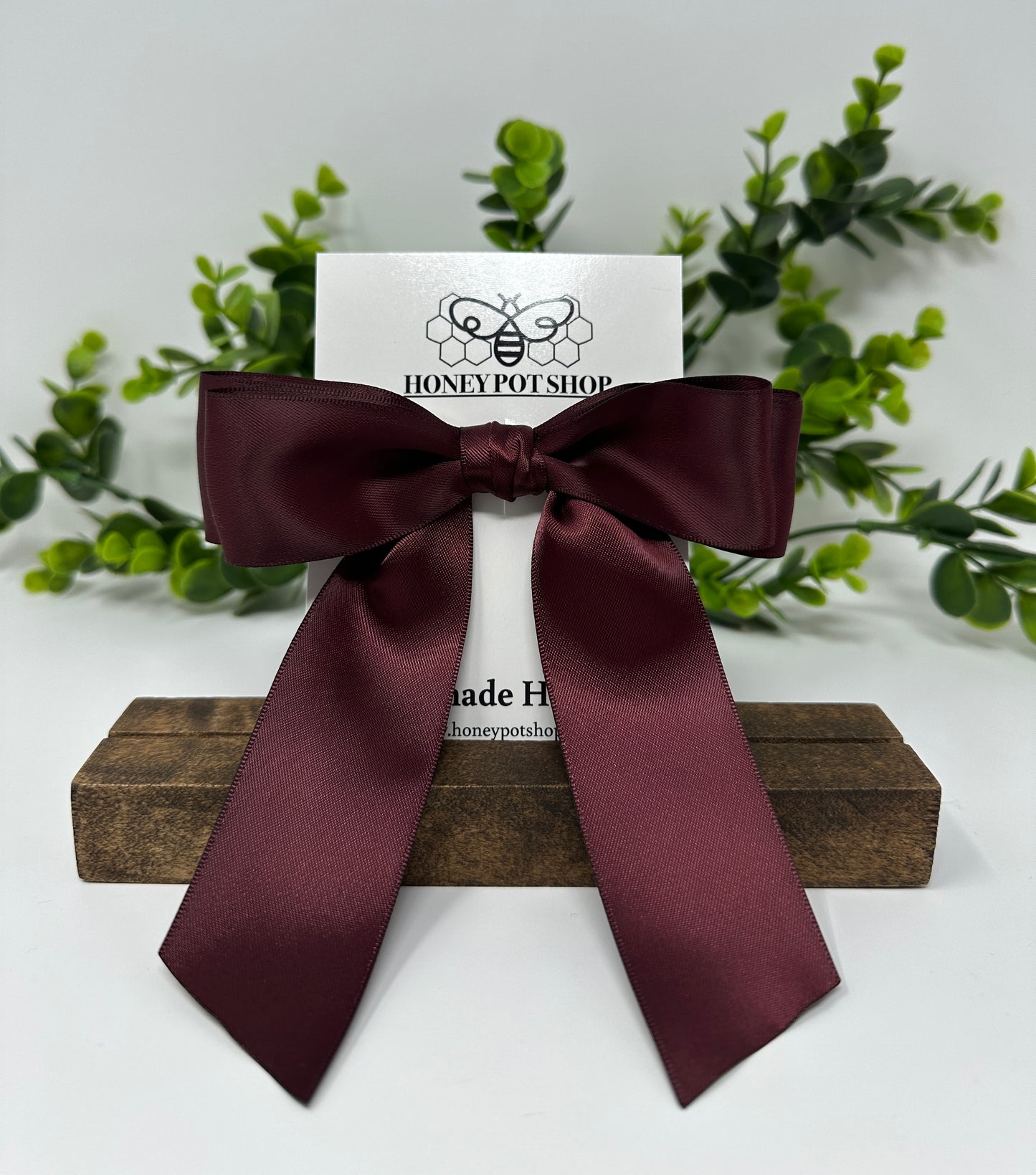 Wine Satin Hair Bow