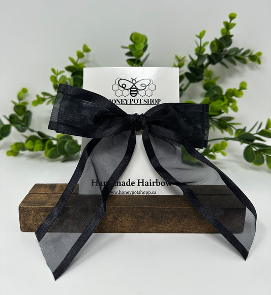 Black Chiffon Hair Bow