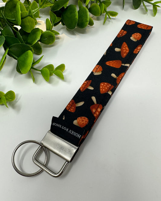 Mushroom *Black Keychain Lanyard