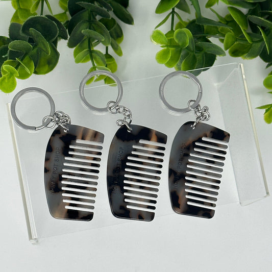 Mini Keychain Hair Comb - Tortoise