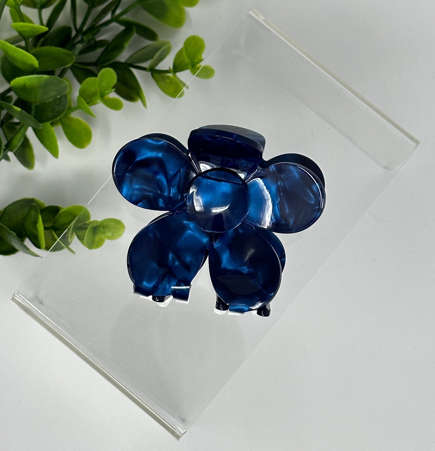 Sapphire Flower Claw Clip